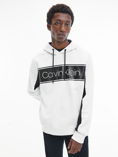 Calvin Klein Ruhák HU943489 | Calvin Klein Organic Cotton Logo Férfi Kapucnis Pulóver Fehér